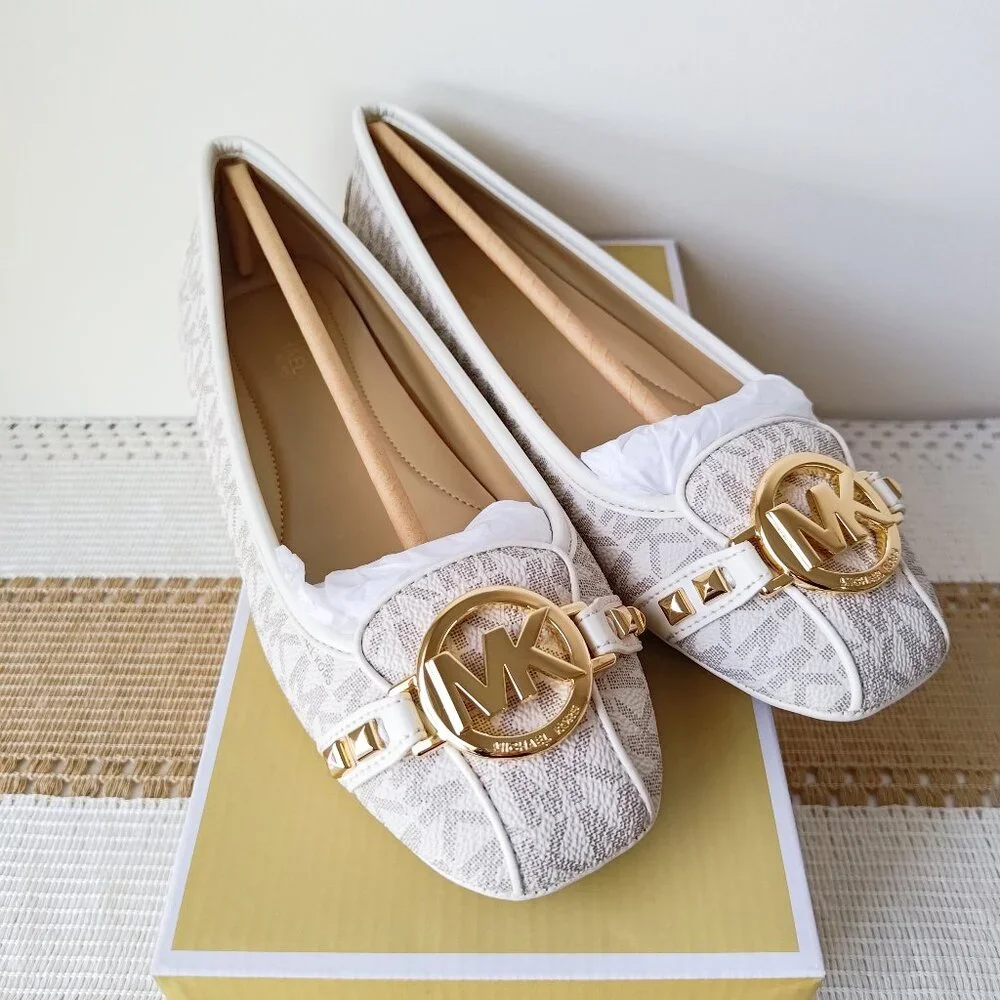 Michael Kors Fulton Studded Logo Moccasin size 7.5 color vanilla 49T8FUFR1B - Picture 4 of 15
